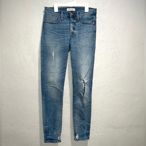 Madewell 9" High Rise Skinny Distressed Jeans - Picture 1 of 9